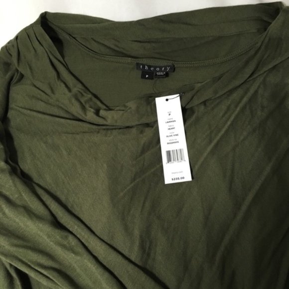 THEORY Lavanien Heart Mini Dress in Olive Vine - Picture 3 of 4